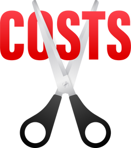 Costs cut in flat style on black background. Vector illustra